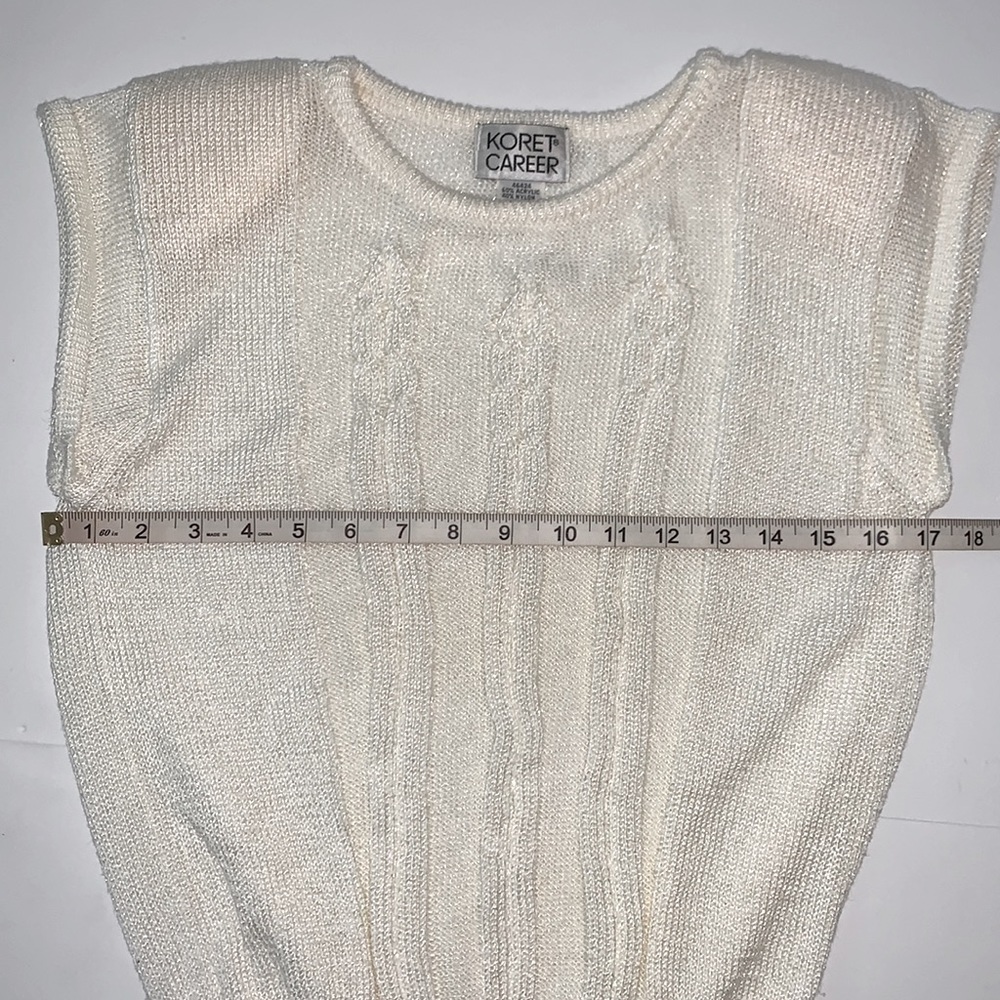Koret Career Vintage White Knit Short Sleeve Sweater Blouse Size M - Picture 5 of 8